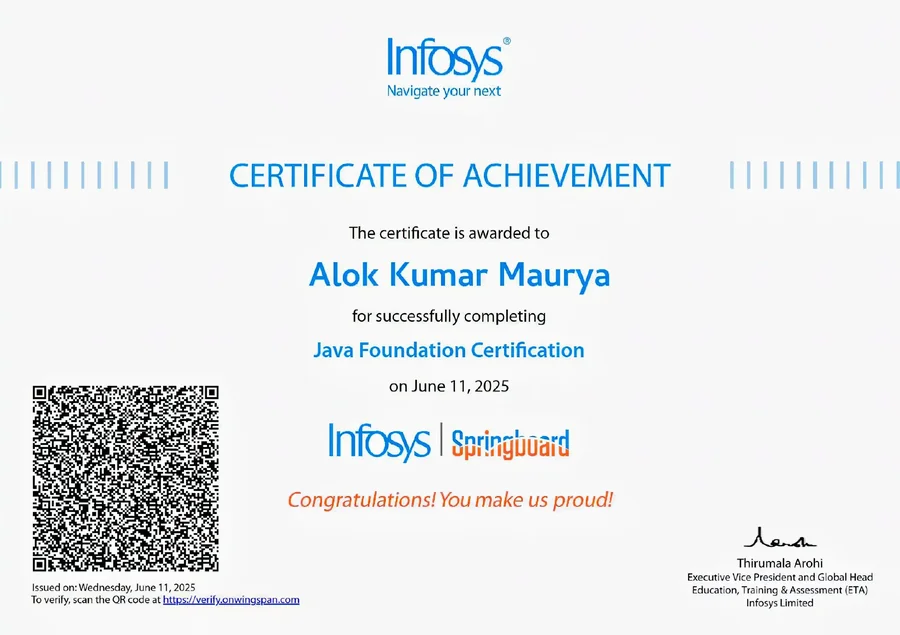 Java Foundations certificate